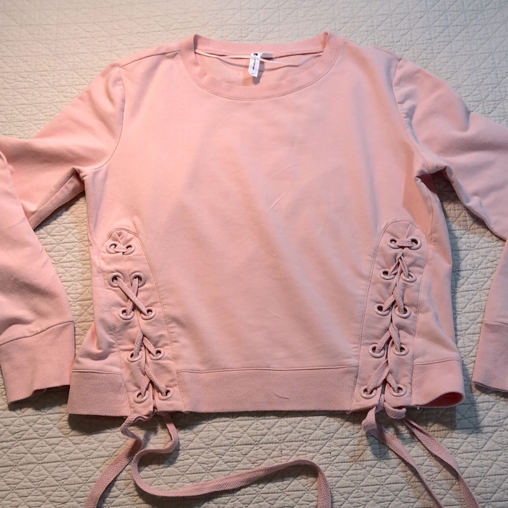 -Cable and Gauge French terry fleece sweatshirt, pink. Medium